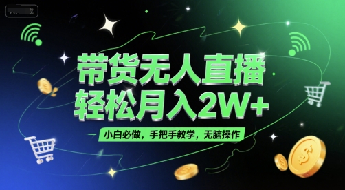 带货无人直播，轻松月入2W+，小白必做，手把手教学，无脑操作(附学习资料)-沐风资源库