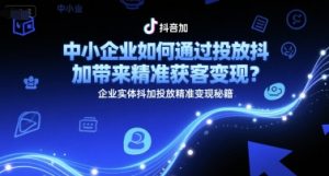 中小企业如何通过投放抖加带来精准获客变现？企业实体抖加投放精准变现秘籍-沐风资源库