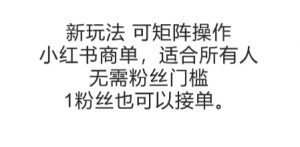 可矩阵操作，小红书商单新玩法，适合所有人，无需粉丝门槛，1粉丝也可以接单-沐风资源库