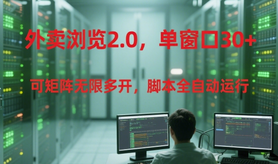 外卖浏览2.0，单窗口30+可矩阵无限多开，脚本全自动运行【揭秘】-沐风资源库