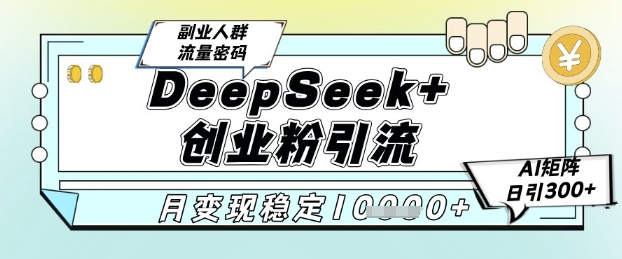 DeepSeek+创业粉精准引流，全新分享课4.0玩法，AI矩阵日引300+，多种变现方式，稳定月入1W-沐风资源库