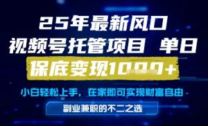 25年最新风口，视频号托管项目，单日保底变现1k+，手把手教学【揭秘】-沐风资源库