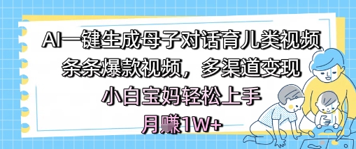 AI一键生成母子对话育儿类视频，条条爆款视频，多渠道变现，小白宝妈轻松上手，月入1W+-沐风资源库