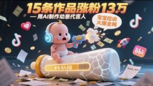 用AI制作幼崽代言人，宝宝的控诉火爆全网，15条作品涨粉13W，单号月入5位数实操教程-沐风资源库