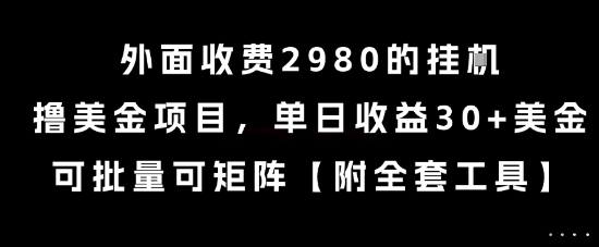 外面收费2980的挂G撸美金项目，单日收益30+美金，可批量可矩阵【揭秘】-沐风资源库