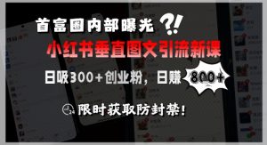 首富圈内部曝光小红书垂直图文引流新课，日吸300+创业粉，日入8张+，限时获取防封禁-沐风资源库