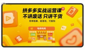 拼多多实战运营课，不讲废话只讲干货，简单粗暴，能落地，可复制-沐风资源库