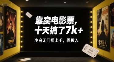 靠卖电影票，十天搞了7k+，小白无门槛上手，零投入【揭秘】-沐风资源库