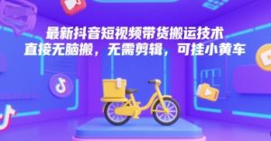 最新抖音短视频带货搬运技术，直接无脑搬，无需剪辑，可挂小黄车-沐风资源库