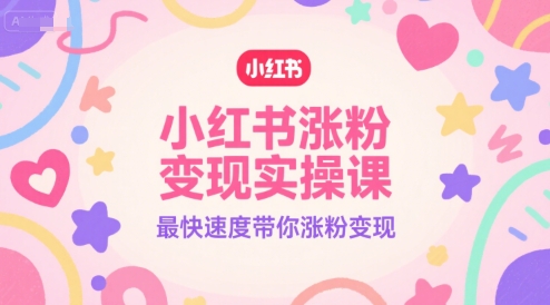 小红书涨粉变现实操课,最快速度带你涨粉变现-沐风资源库