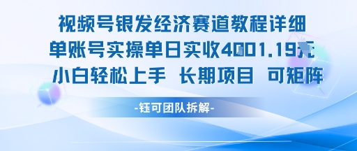 视频号银发经济赛道单账号实操单日实收1k+，小白轻松上手长期项目-沐风资源库