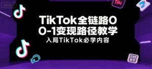 TikTok全链路0-1变现路径教学，入局TikTok必学内容-沐风资源库