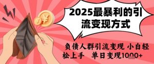 2025年最暴利的引流变现方式，负债人群引流变现，小白轻松上手，日入1k-沐风资源库