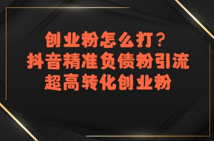 创业粉怎么打？抖音精准负债粉引流，超高转化创业粉-沐风资源库
