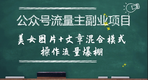 公众号流量主副业项目,美女图片+文章混合模式操作流量爆棚-沐风资源库