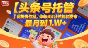 【头条号托管 】我提供作品，你每天5分钟复制发布，最高月入1W+【揭秘】-沐风资源库