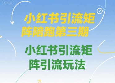 小红书引流矩阵陪跑第三期，小红书引流矩阵引流玩法-沐风资源库