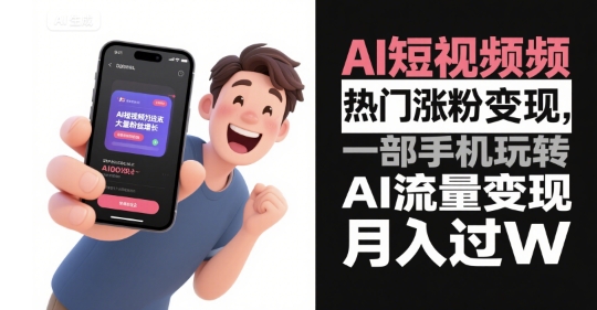 AI短视频热门涨粉变现，一部手机玩转AI流量变现，月入过W-沐风资源库