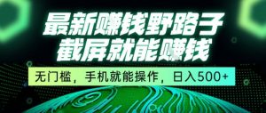 最新野路子截屏就能挣钱，无门槛，手机就能操作，日入5张【揭秘】-沐风资源库