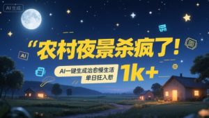 农村夜景杀疯了！AI一键生成治愈系慢生活，单日狂入1k+-沐风资源库