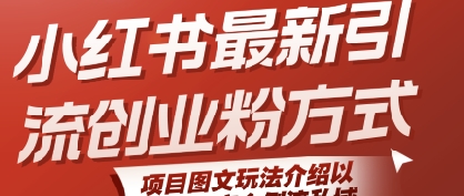小红书最新引流创业粉方式，项目图文玩法介绍以及如何安全倒流私域-沐风资源库