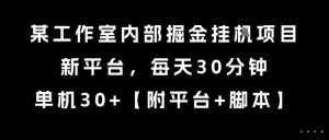 某工作室内部掘金挂G项目，新平台，每天30分钟，单机30+【揭秘】-沐风资源库