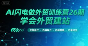 AI闪电做外贸训练营26期，学会外贸建站-开发客户-内容营销-订单成交-沐风资源库