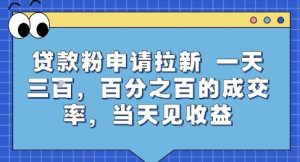 贷款粉申请拉新，一天三张，百分之百的成交率，当天见收益【揭秘】-沐风资源库