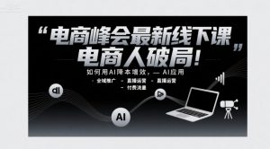 电商峰会最新线下课，电商人破局，如何用AI降本增效，AI应用-全域推广-直播运营-付费流量-沐风资源库