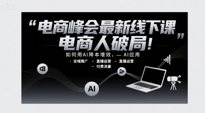 电商峰会最新线下课，电商人破局，如何用AI降本增效，AI应用-全域推广-直播运营-付费流量-沐风资源库