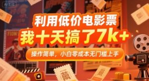 利用低价电影票，我十天搞了7k+，操作简单，小白零成本无门槛上手【揭秘】-沐风资源库
