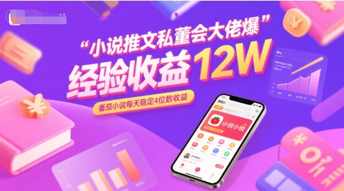 小说推文私董会大佬爆单经验分享收益12W，番茄小说每天稳定4位数收益-沐风资源库
