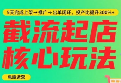 淘宝截流快速起店玩法，掌握暴力快速起店的流程，5天完成上架-推广-出单闭环-沐风资源库