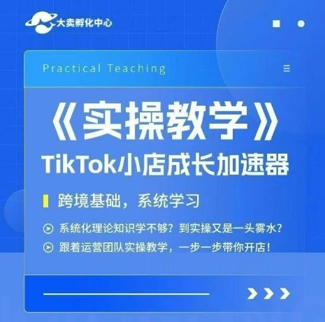 大卖家孵化中心TikTok实操课，TikTok小店成长加速器，跨境基础系统学习，一步一步带你开店-沐风资源库