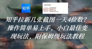 知乎拉新几张截图一天4位数？操作简单易上手，小白最佳变现玩法，附保姆级玩法教程-沐风资源库