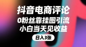 抖音电商评论，0粉丝靠挂图引流，被动挣抖音搜索佣金，小白当天见收益，还能躺挣下级评论增量收益-沐风资源库