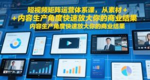 短视频矩阵运营体系课，从素材+内容生产角度快速放大你的商业结果-沐风资源库