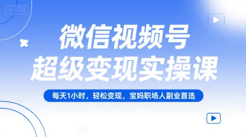 微信视频号超级变现实操课，每天1小时，轻松变现，宝妈职场人副业首选-沐风资源库