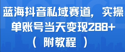 蓝海抖音私域赛道，实操单账号当天变现288+(附教程)-沐风资源库