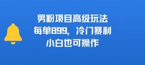 男粉项目高级玩法，每单899，冷门暴利，小白也可操作-沐风资源库