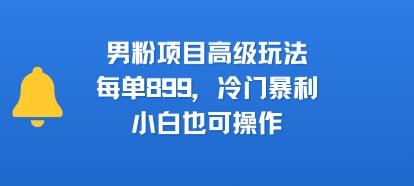 男粉项目高级玩法，每单899，冷门暴利，小白也可操作-沐风资源库