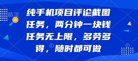 纯手机项目评论截图任务，两分钟一块钱 任务无上限多劳多得，随时随地都能做【揭秘】-沐风资源库