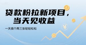 贷款粉拉新项目，当天见收益，一天搞个两三张轻轻松松【揭秘】-沐风资源库