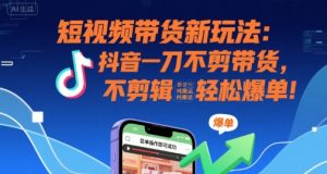 短视频带货新玩法：抖音一刀不剪带货，不剪辑，纯搬运，新手也能轻松爆单!-沐风资源库