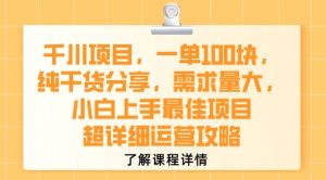 千川项目，一单1张，纯干货分享，需求量大，小白上手最佳项目，超详细运营攻略-沐风资源库