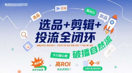 选品+剪辑+投流全闭环，破播自然流+撬动高ROI，手把手打通“选品-剪辑-测品-千川随心推”全链-沐风资源库