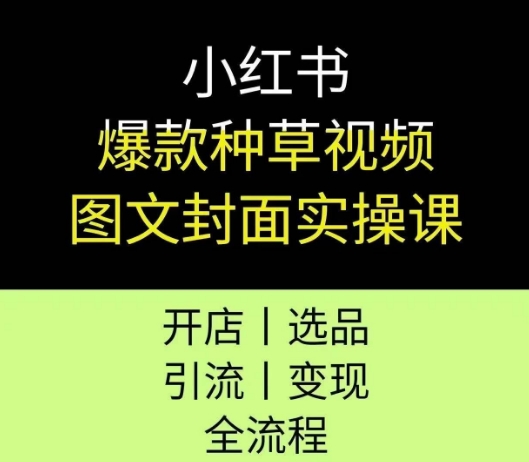 小红书爆款种草视频图文封面实操课，开店、选品、引流、变现全流程-沐风资源库
