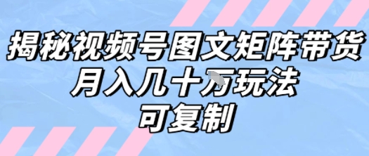 解密视频号图文矩阵带货，月入几个W的打法，可复制-沐风资源库