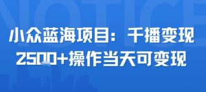 小众蓝海项目，千播变现2.5k+操作当天可变现-沐风资源库