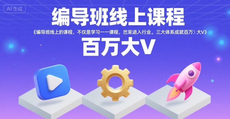 编导班线上课程，不仅是学习一门课程，更是进入一个行业，三大体系成就百万大V-沐风资源库